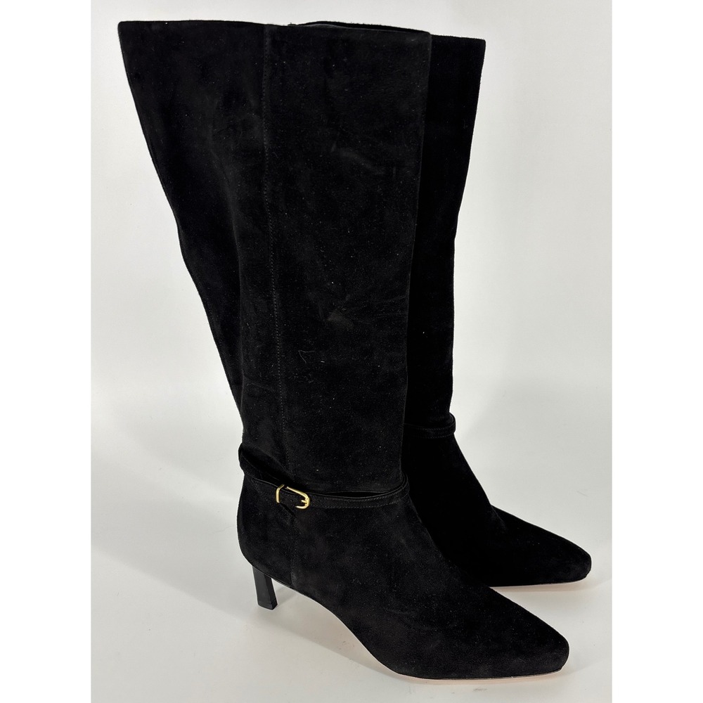 Veronica Beard Kailine Knee High Boots Black Women Size 10 Wide Calf Pointed Toe
